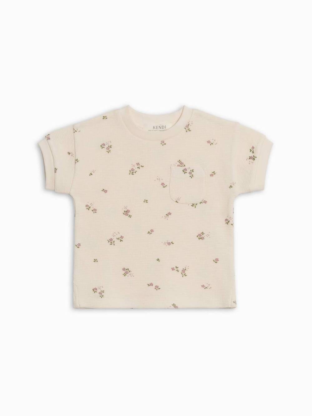 NEW COLORED ORGANICS girls bailey waffle pocket tee in sylva floral / fog + fern